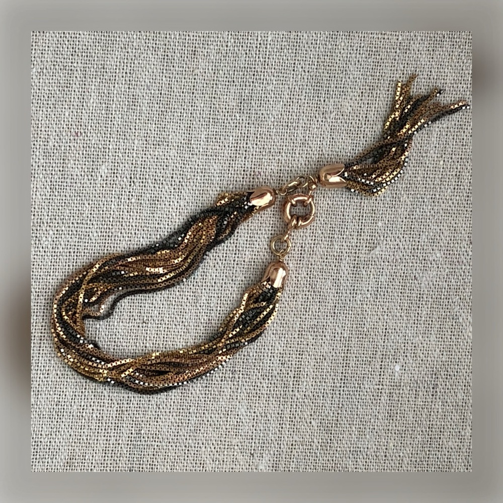 MIXED METALS MULTI CHAIN with TASSEL BRACELET